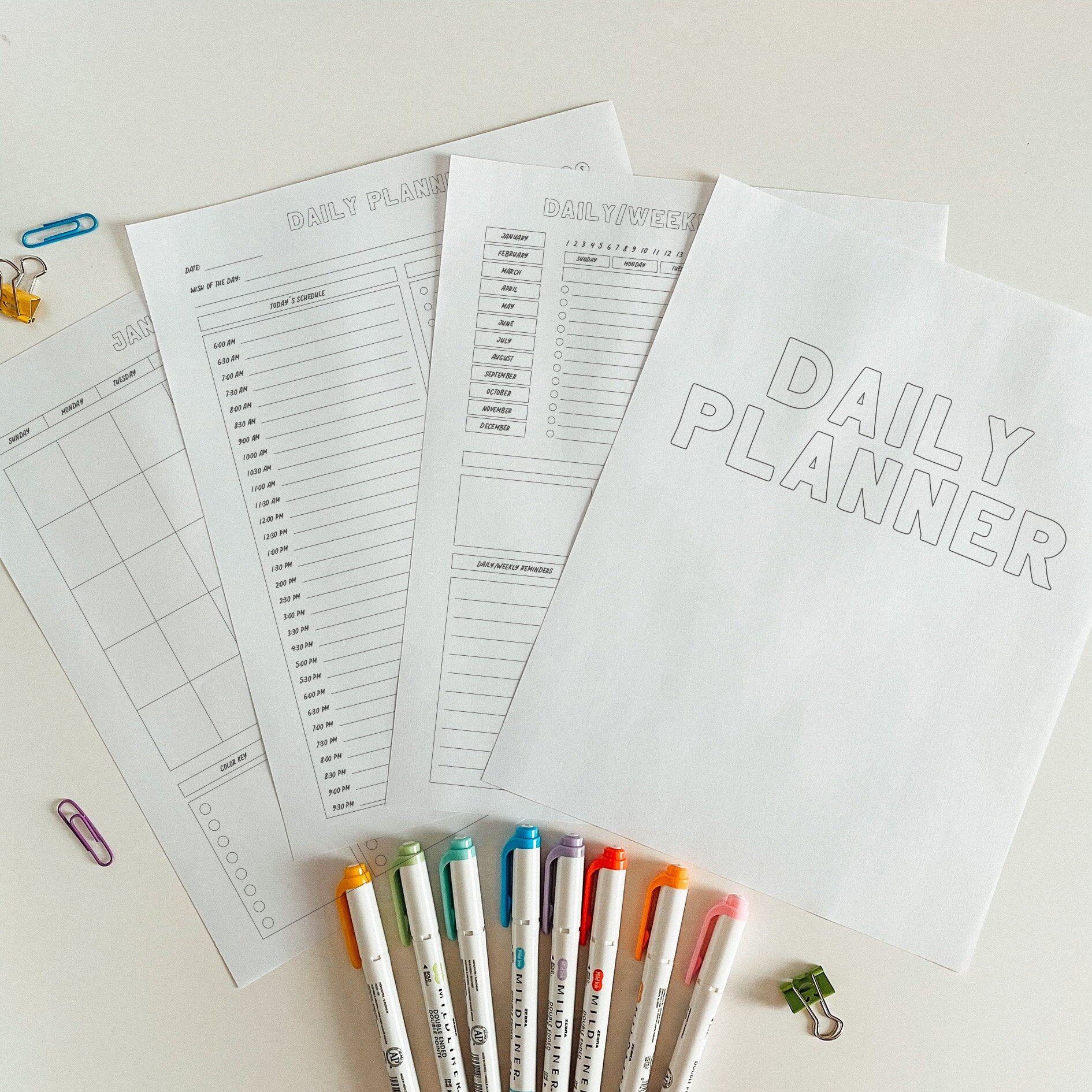 Coloring Printable Daily Planner | 16 Page Pack | PDF Planner | Color ...