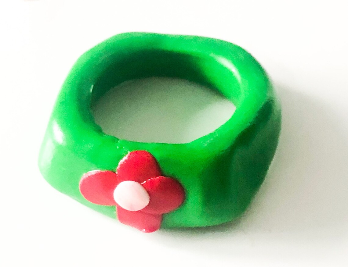Handmade clay rings Chess board ring Yoshi egg ring Etsy