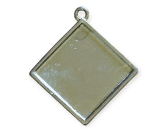 Diamond pewter setting frame - pack of 25, jewelry blank, charm, resin blank, keychain