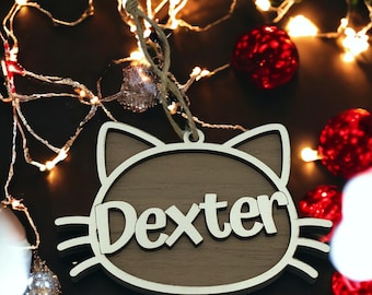Personalized cat ornament, cat ornament, ornament, personalized gift, cat, kitty, Christmas, holiday, gift, animal, Xmas