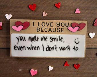 I Love You Because Magnet – Dry Erase Love Note Board, Couples Gift, anniversary, Valentine, Funny Romantic Fridge Magnet