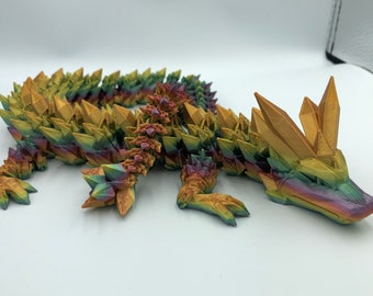 24 inch Crystal Dragon, Articulated Fidget Toy, 3D Printed