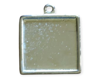 Square pewter setting frame - pack of 25, jewelry blank, charm, resin blank, keychain