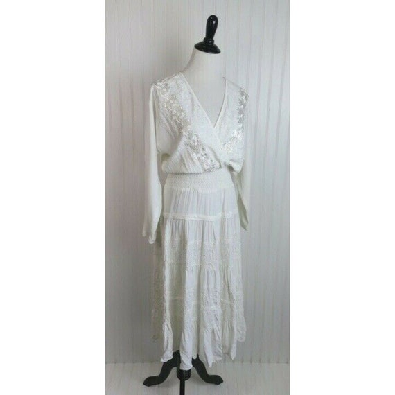 Vintage Carole Little Boho Chic White Embroidered