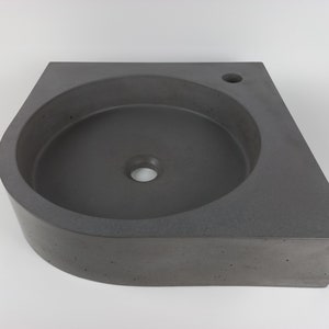 self-supporting corner concrete bathroom sink - concrete color 2