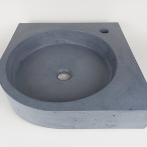 self-supporting corner concrete bathroom sink - concrete  color 16