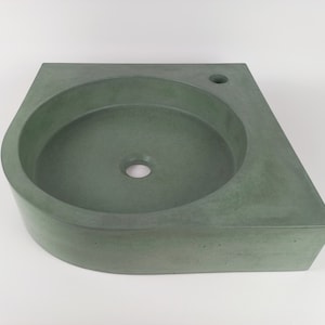 self-supporting corner concrete bathroom sink - concrete color 8