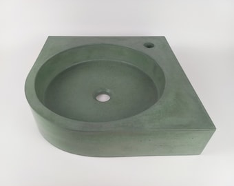 self-supporting corner concrete bathroom sink - concrete color 8