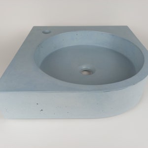 self-supporting corner concrete bathroom sink - concrete color 5