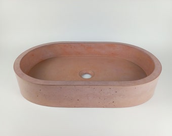 oval concrete bathroom sink - concrete color 13