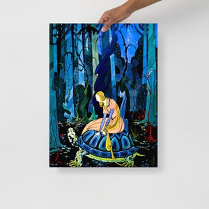 Mythological Art Print - Blondine and the Tortoise by Virginia Frances Sterrett