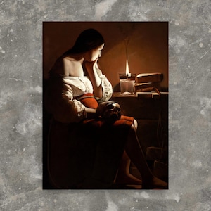 Impression d’art baroque - La Madeleine et la flamme fumante de Georges de la Tour - Georges de la Tour Print