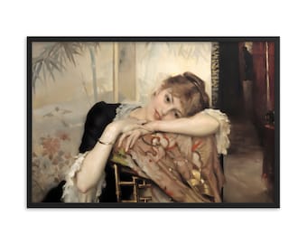 Framed Fine Art Portrait Print - The Parisienne (Virginie) by Albert Edelfelt