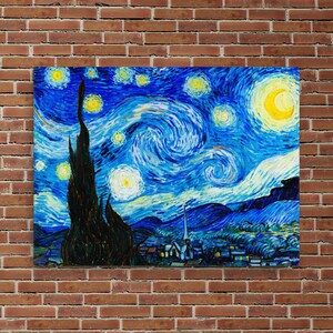 Famous Fine Art Canvas Print - Starry Night by Vincent Van Gogh - Starry Night Canvas - Vincent Van Gogh Canvas - Van Gogh Print