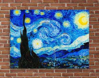 Famous Fine Art Canvas Print - Starry Night by Vincent Van Gogh - Starry Night Canvas - Vincent Van Gogh Canvas - Van Gogh Print