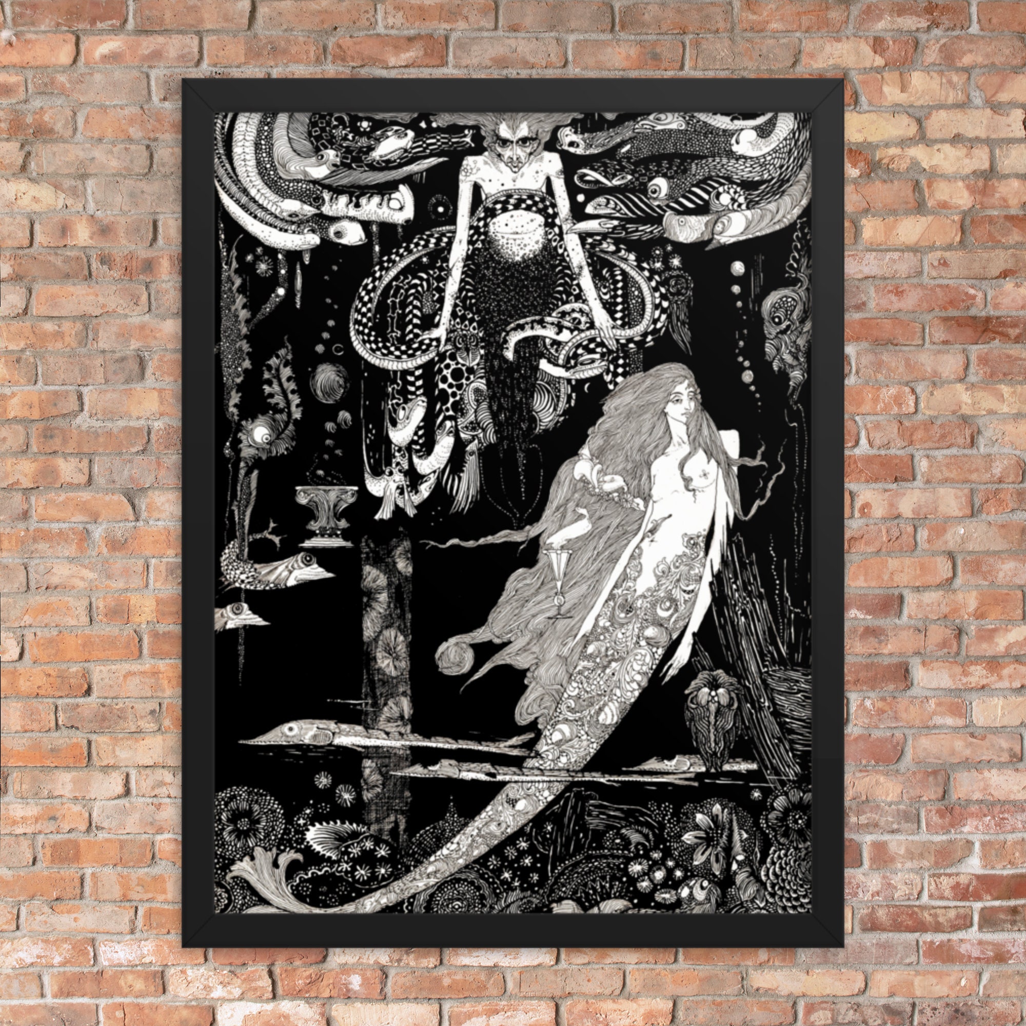 Framed Mythological Art Print- the Little Sea Maid by Harry Clarke