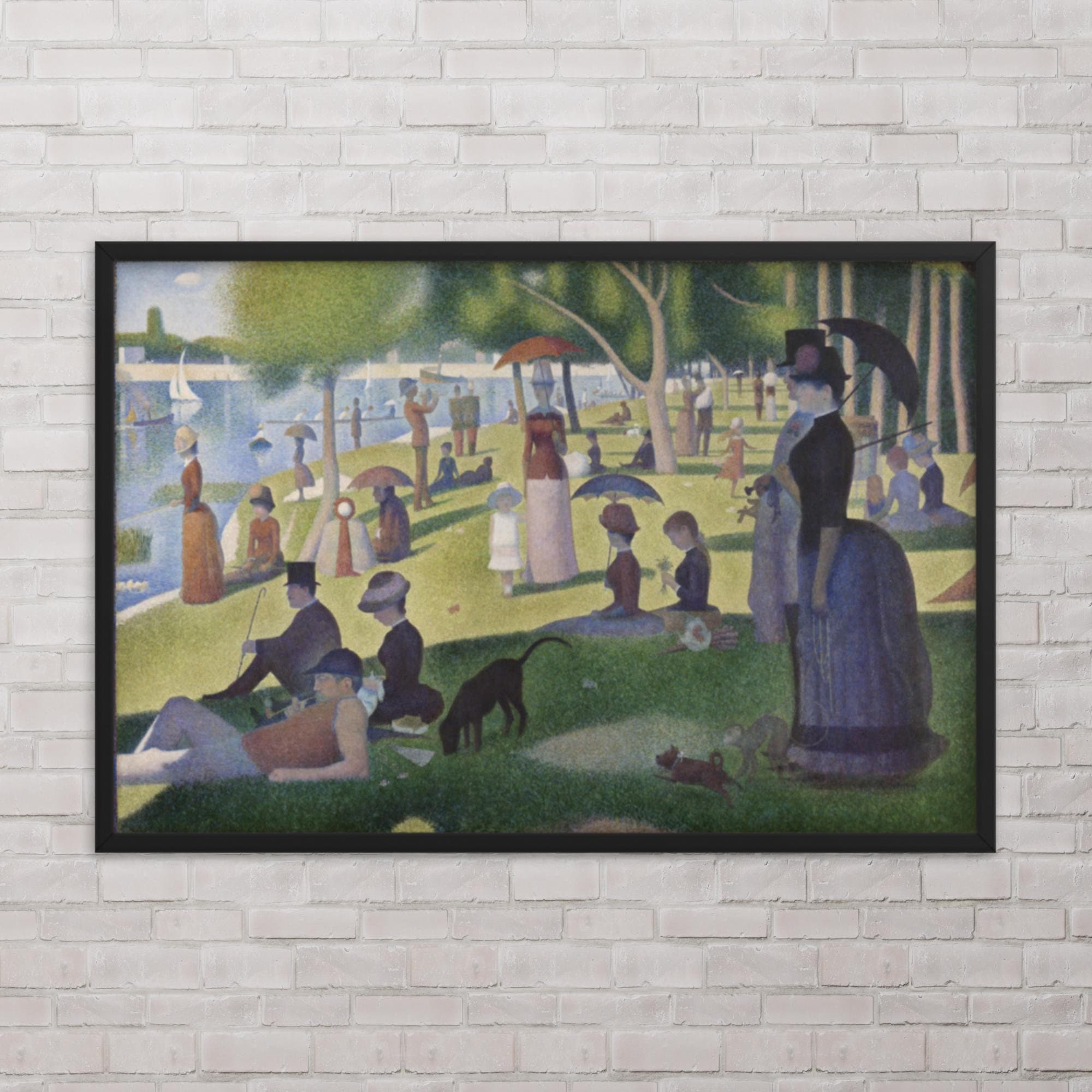 スーラ、La Grande Jatte,.希少な額装用画集より、版上サイン ジョルジュ・スエラー作「ラ・グランド・ジャット島の日曜日」 - 額