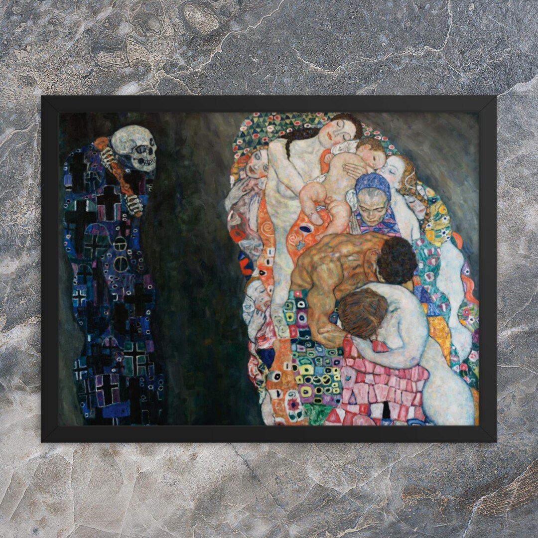 Framed Symbolic Art Print - Death and Life by Gustav Klimt - Framed ...