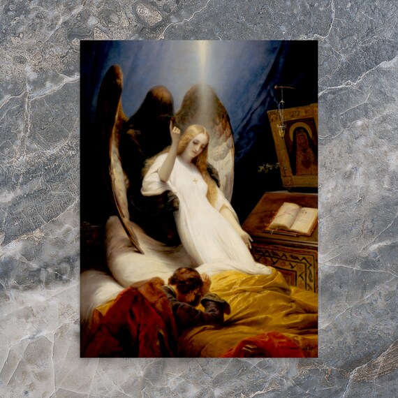 エルテ　ハートⅠ 美術　アート　206/300 ハート・アンド・ゼファー Mythological Art Print - Angel of Death by Horace Vernet - Horace