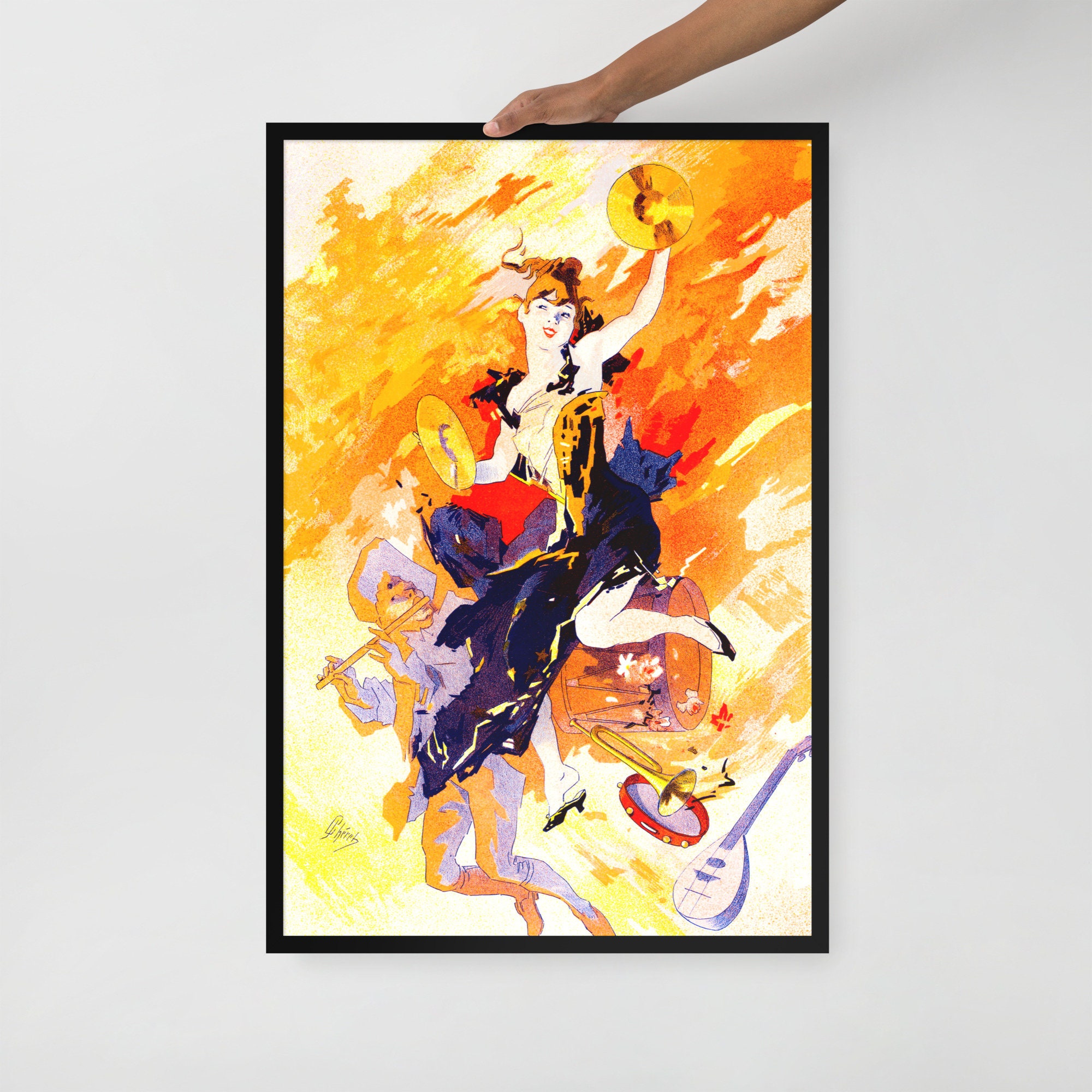 額入りシンボリック アート ポスター - La Musique by Jules Cheret