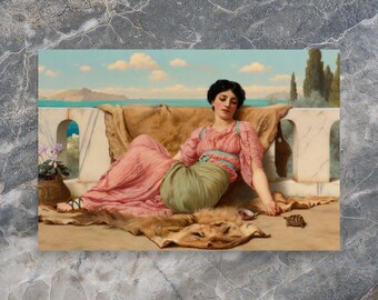 Realist Art Print - The Quiet Pet by John William Godward - John William Godward Print - Quiet Pet Print