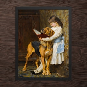 Framed Realist Art Print - Compulsory Education by Briton Riviere - Framed Briton Riviere Print