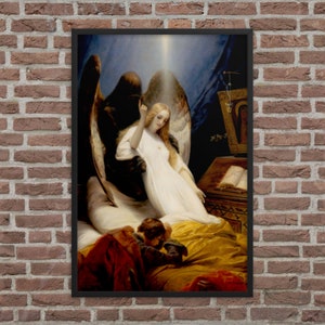 Framed Mythological Art Print - Angel of Death by Horace Vernet - Framed Horace Vernet Print - Framed Angel of Death Print