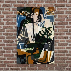 Harlequin with a Guitar by Juan Gris - Juan Gris Print - Cubist Art Print