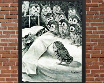 Impression d'art animalière encadrée - Cauchemar de chats par Louis Wain - Impression encadrée de Louis Wain - Impression encadrée de cauchemar de chats - Impression d'art animalière encadrée