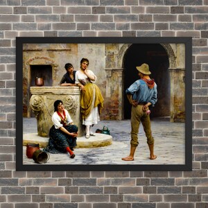 Framed Realist Art Print - Flirtation by Eugen von Blaas - Framed Eugen von Blaas Print - Framed Flirtation Print