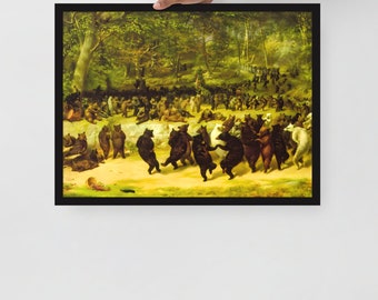 Framed Animal Art Print - The Bear Dance by William Holbrook Beard
