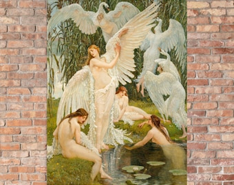 Mythological Art Print - The Swan Maidens by Walter Crane - Walter Crane Print - Walter Crane Poster - Swan Maidens Print