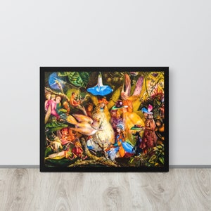 アンティーク妖精の絵画（ファンタジー）　ピエロ　つまみ絵　額付き41×38×5 ソング オブ ザ ブルーベルズ 【ヴィンテージ 額付】天使絵画