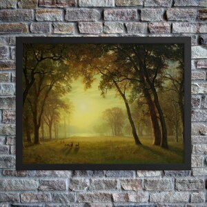 Framed Landscape Art Print - Deer in a Clearing by Albert Bierstadt - Framed Albert Bierstadt Print - Framed Albert Bierstadt Canvas Print