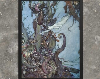 The Little Mermaid by Edmund Dulac - Framed Print - Framed Little Mermaid Print - Framed Edmund Dulac Print