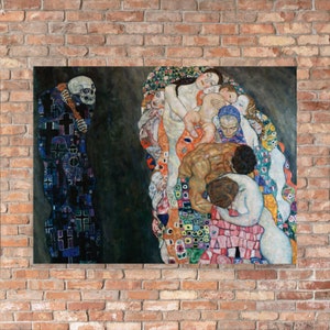 Symboliczny wydruk artystyczny - Śmierć i życie Gustava Klimta - Wydruk Gustava Klimta - Plakat Gustava Klimta - Wydruk śmierci i życia