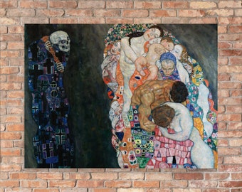 グスタフ・クリムト「死と生」ファインアートプリント、象徴主義アール