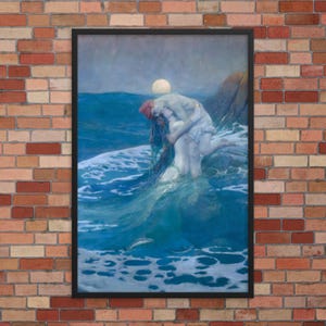 The Mermaid by Howard Pyle - Framed Print - Framed Mermaid Print - Framed Howard Pyle Print - Framed Mythological Art Print
