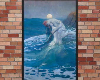 The Mermaid by Howard Pyle - Framed Print - Framed Mermaid Print - Framed Howard Pyle Print - Framed Mythological Art Print