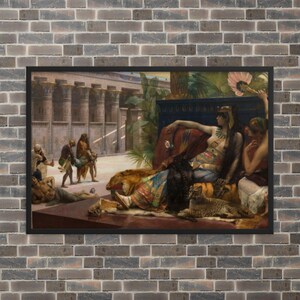 Inramat historiskt konsttryck - Kleopatra testar gift på dömda fångar av Alexandre Cabanel - Inramat Alexandre Cabanel-tryck