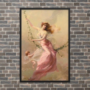 Gerahmte Romantische Kunst - Die Schaukel von Edouard Bisson - Gerahmter Edouard Bisson Druck - Romantischer Kunstdruck im Rahmen