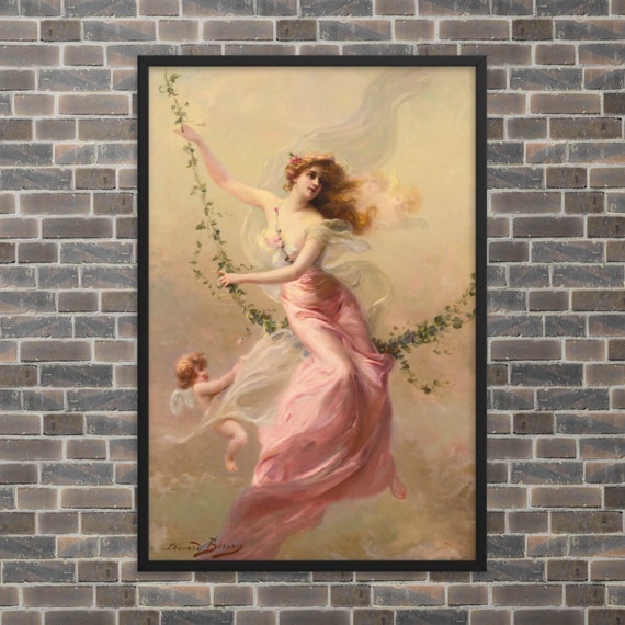 Framed Romantic Art - the Swing by Edouard Bisson - Framed Edouard