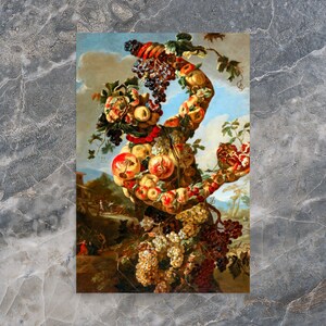 Impresión de arte simbólico - Alegoría antropomorfa del otoño de Giovanni Paolo Castelli - Impresión de alegoría del otoño - Arte Giovanni Paolo Castelli