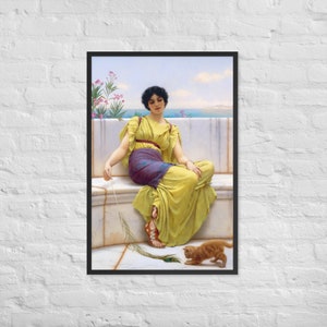 Framed Neoclassical Art Print - Idleness by John William Godward