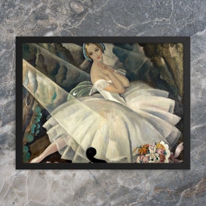 Framed Art Deco Print - The Ballerina Ulla Poulsen in the Ballet Chopiniana by Gerda Wegener - Framed Gerda Wegener Print