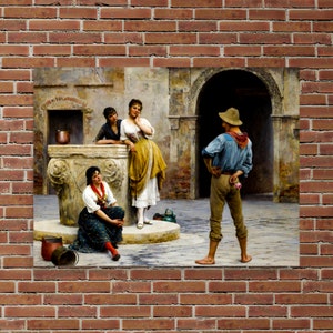 Realist Art Print - Flirtation by Eugen von Blaas - Eugen von Blaas Print - Eugen von Blaas Poster - Flirtation Poster - Flirtation Print