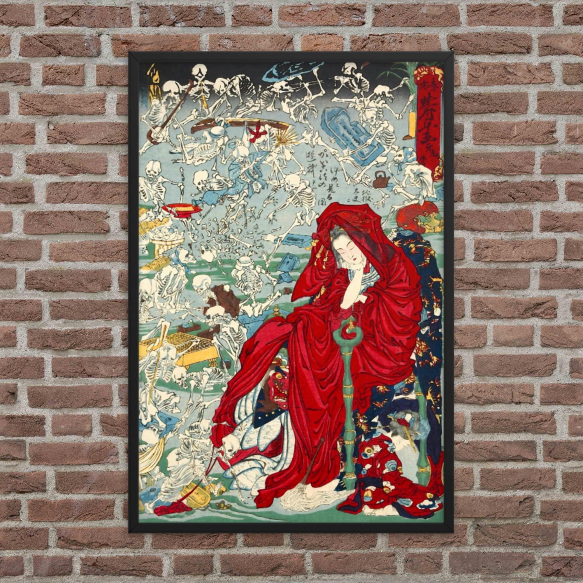 Framed Ukiyo-e Print - Hell Courtesan by Kawanabe Kyosai - Framed