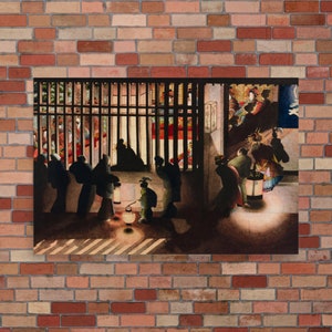 浮世絵版画 - 葛飾応為の「吉原の夜景」 - 吉原の夜景版画 - 吉原の夜景ポスター