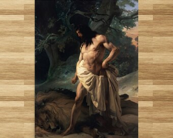 Samson and the Lion by Francesco Hayez - Francesco Hayez Print - Mythological Art Print