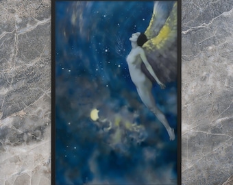Framed Mythology Print - Israfel by Edmund Dulac - Framed Edmund Dulac Print - Framed Israfel Print -